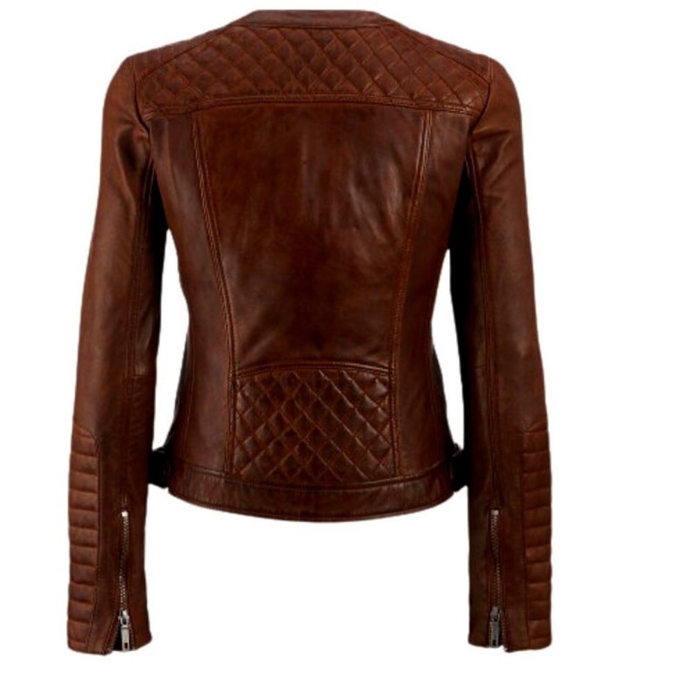 Black rivet leather Brown moto quilted bomber jacket Black Rivet Quilted Scuba